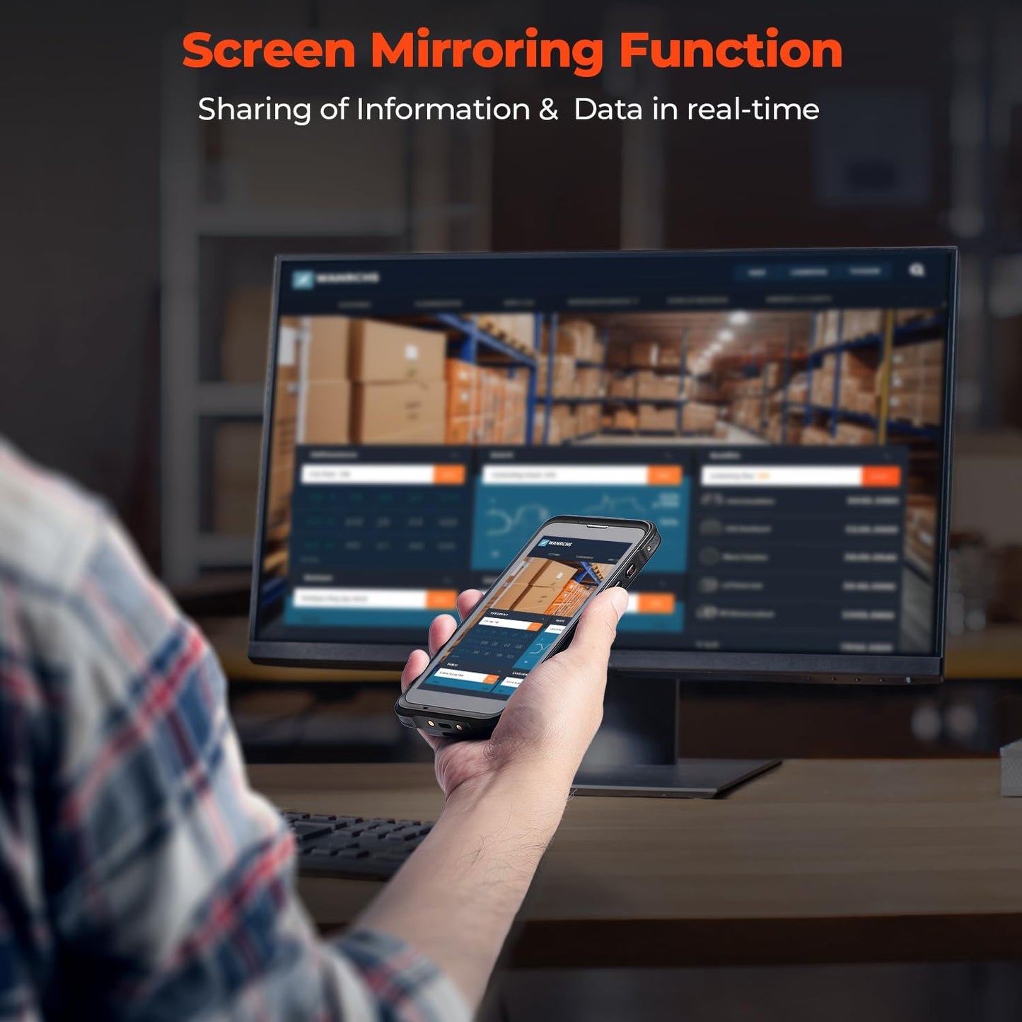 MUNBYN Upgraded Android 13 Barcode Scanner with 5.5" Full Screen & Dock Charger, Equipped with Zebra SE4710 Engine, Rugged PDA Handheld Mobile Computer Wireless Wi-Fi 6, 4G LTE, Inventory Scanner