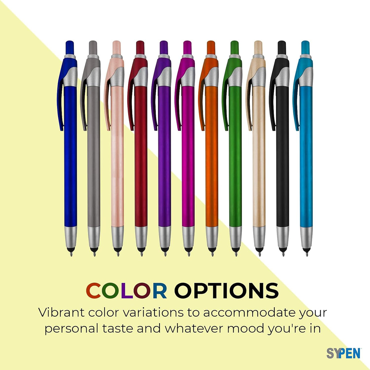 Personalized With your Custom Logo or Text Pens-Pack of 450- for Marketing, Parties, and Events, 2 in 1 Capacitive Stylus & Ballpoint Pen Compatible With Touchscreen Devices, Blue Ink, Green Pens