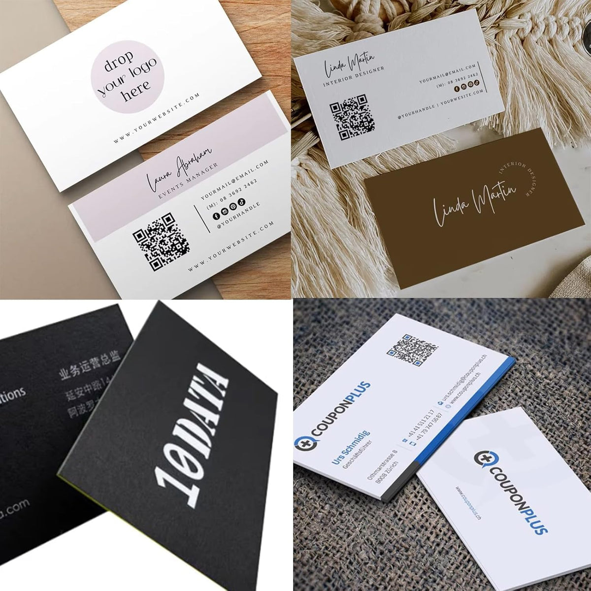 100pcs custom business cards thank you cards with logo picture 300gsm coated paper laminate two-sided printed (style 5)