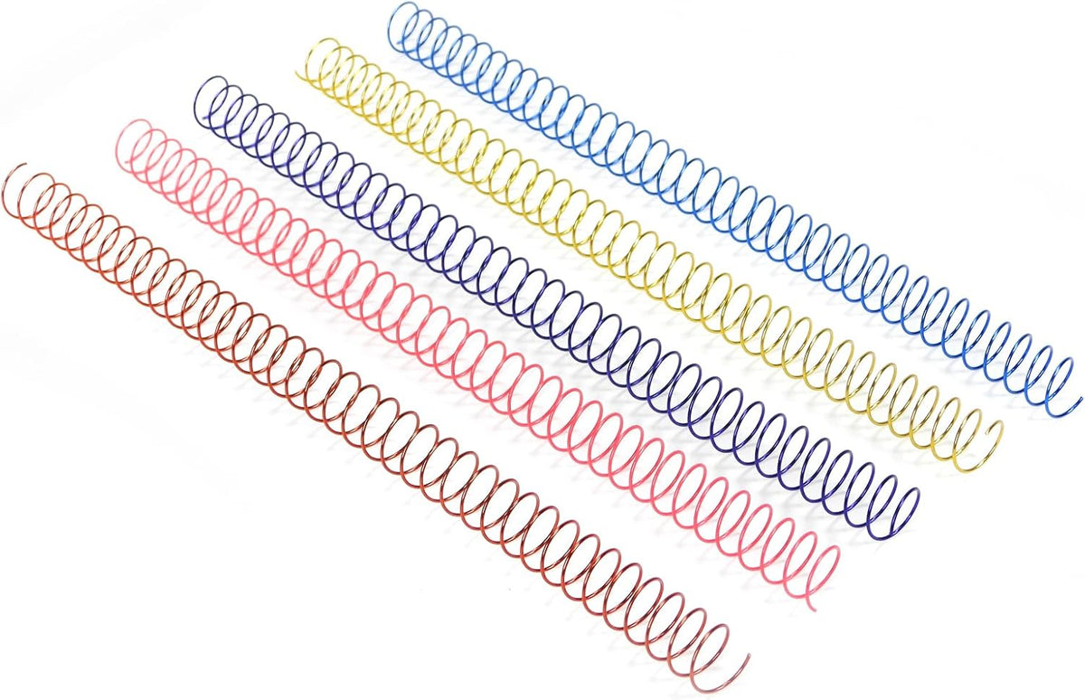 RAYSON 15.9mm Spiral Wire Coil Binding, 3:1 Pitch, 5/8" Metal Coils Spiral Binding 140 Sheets Capacity, Multicolor Color & Pack of 100