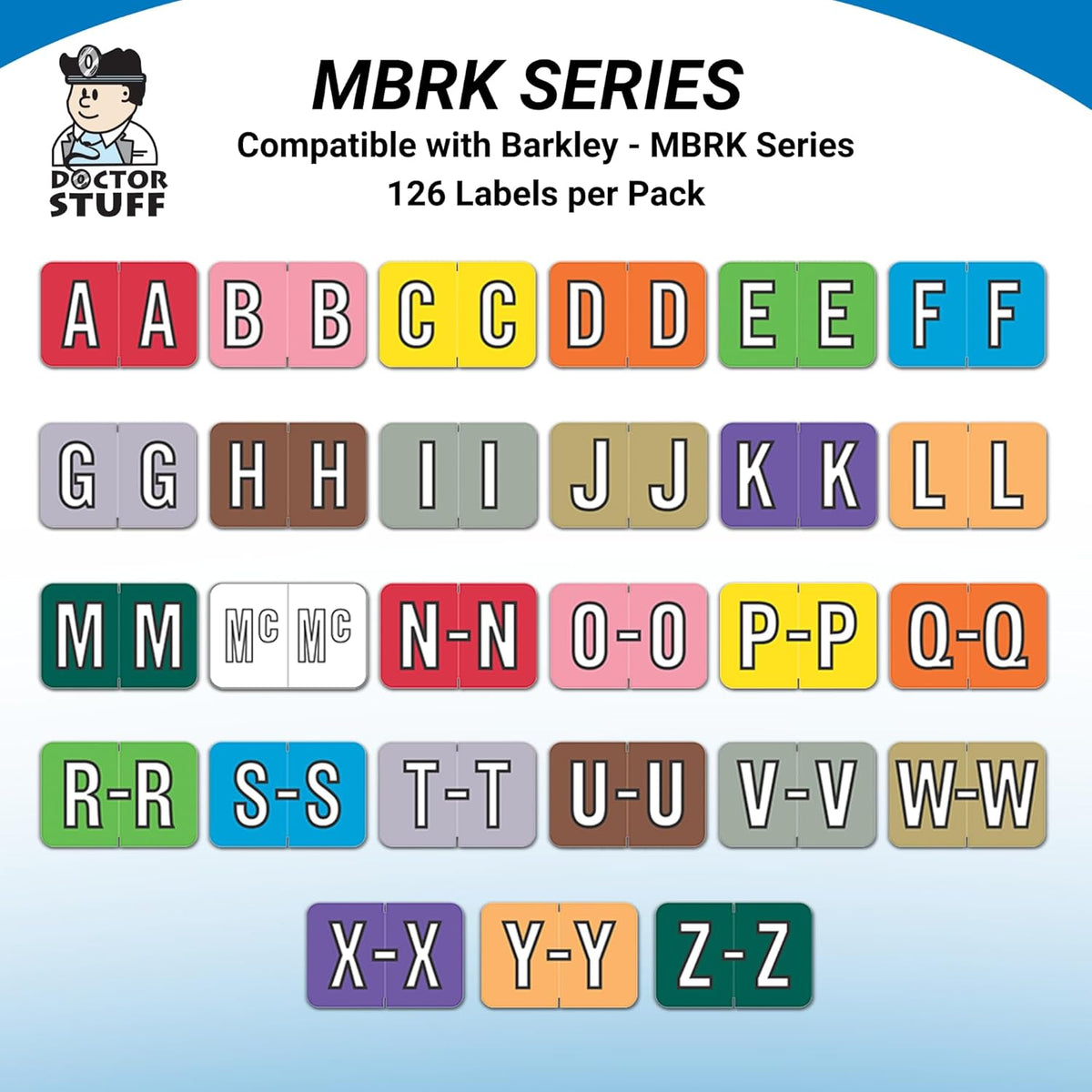 Doctor Stuff - File Folder Labels, Alphabet Letter T, Barkley/Sycom FABKM - BRAM Series Compatible Alpha Stickers, Lavender, 1" x 1-1/2", 126 Labels/Package