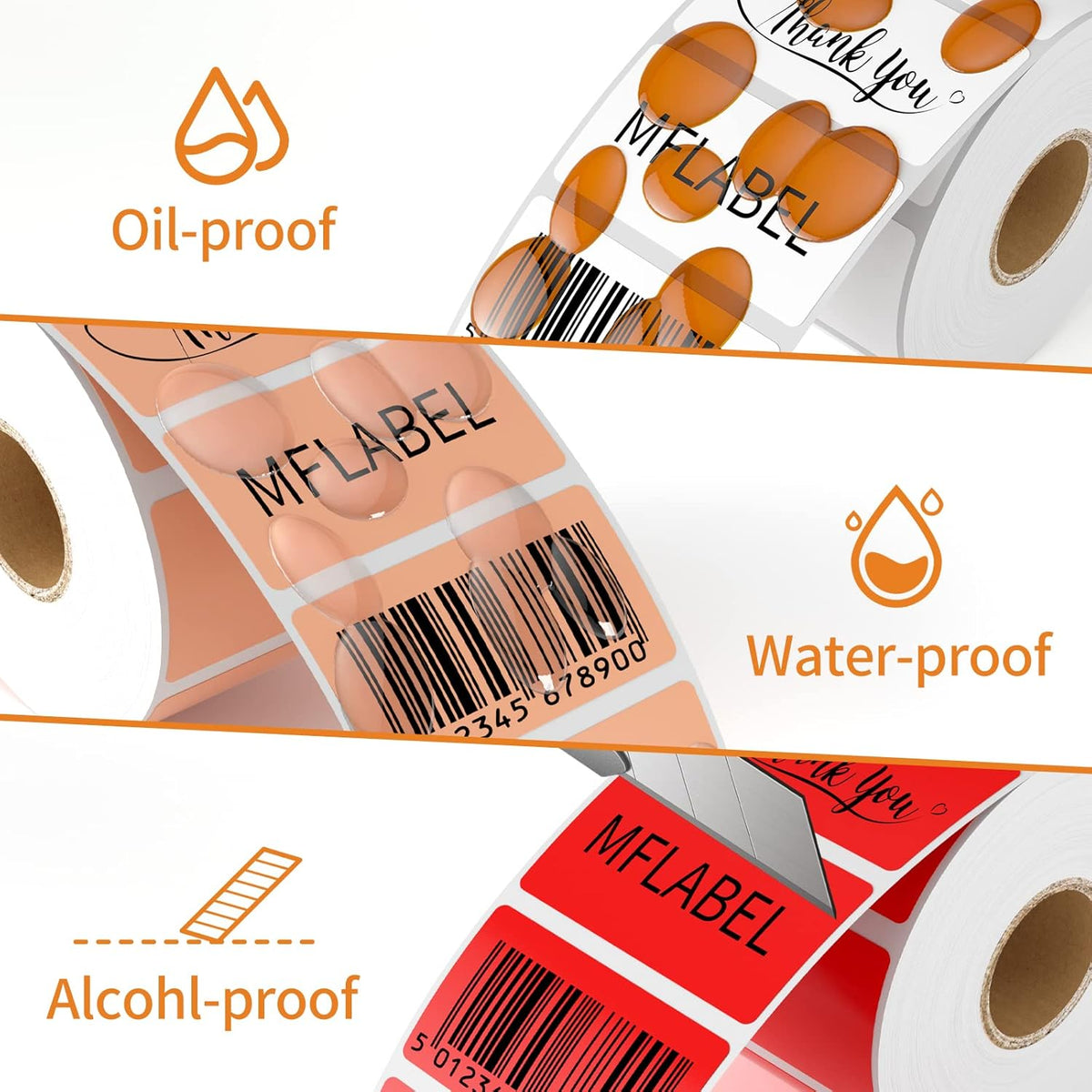 MFLABEL 2-1/4 x 1-1/4 Inch Direct Thermal Perforated Shipping Label, 2.25x1.25 inch Direct Thermal Labels for Barcodes Address，Perforated Shipping Labels (18 Rolls, 1000/Roll)