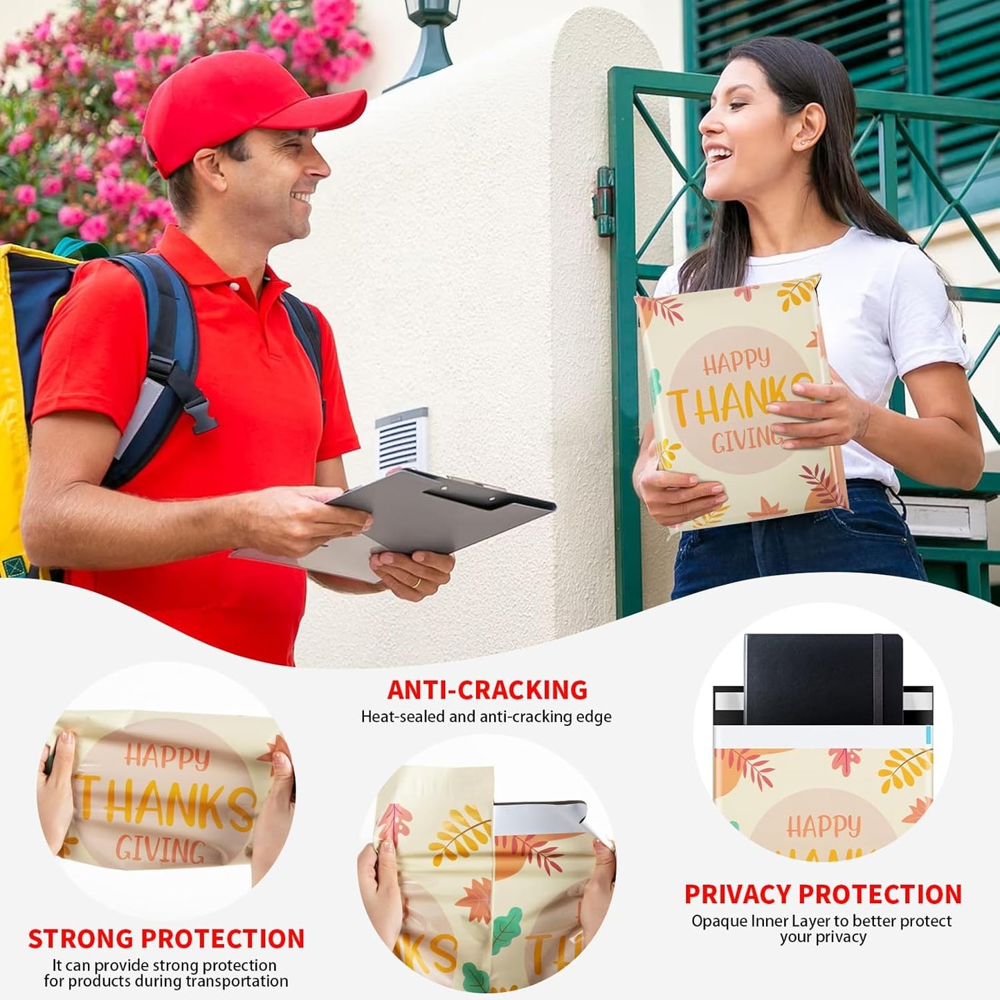 Oududianzi Poly Mailers 10X13, 100Pack Shipping Bags, Fashion Shipping Envelopes, Plastic Packaging Bags, Self-Seal Polymailers, Mailing Poly Bags for Business, Clothing (Leaf)