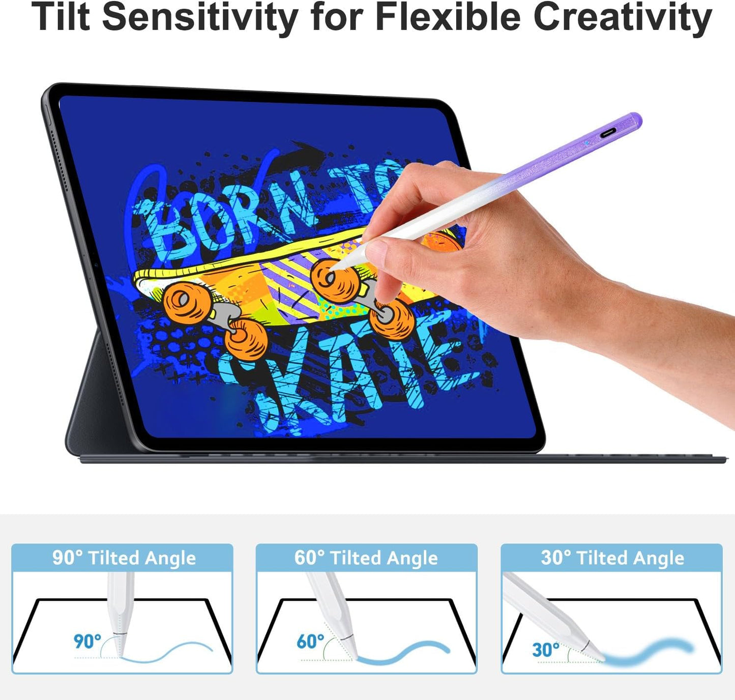 Stylus Pen for iPad Apple: Fast Charge for iPad Pencil Apple Pen with Palm Rejection Tilt Sensitivity - Pen for iPad 10/9/8/7/6, iPad Pro 12.9"/11"/13" M4, iPad Mini 6/5, iPad Air 5/4/3/M2 Purple