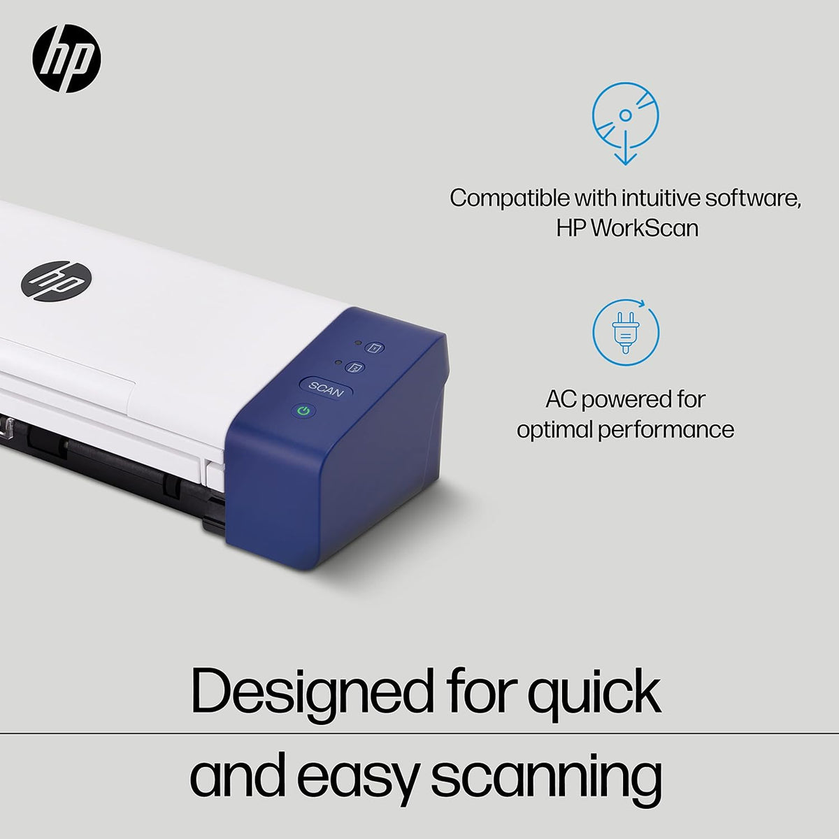 HP Compact Desktop Duplex USB Mobile Document & Photo Scanner with Auto-Feed Tray for Portable 2-Sided Digital Scanning, Model HPPS200, for Home & Office, PC and MAC, HP WorkScan Software Included