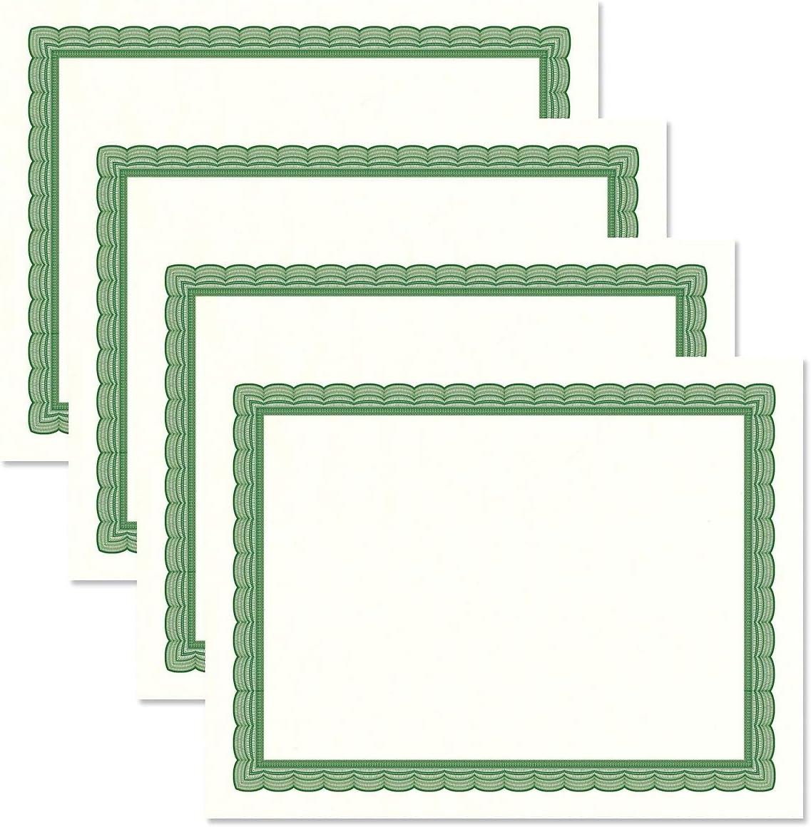 Executive Green & White Parchment Certificate Papers - Pack of 25, Laser & Inkjet Printer Compatible, For Office, Business Awards, Graduation, School Diplomas, 8-1/2" x 11" on 60 lb. Text Stock