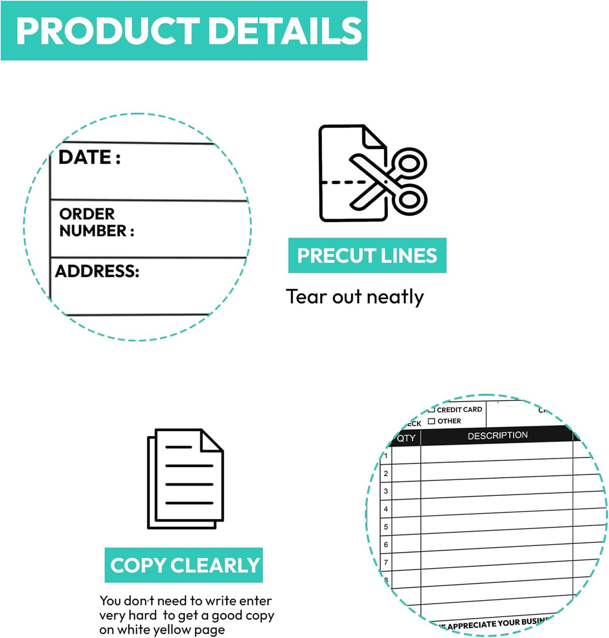 Custom 5.5" X 8.5" Invoice Receipt Book, Carbonless NCR Invoice Book in 2-Part Duplicate Receipts, Estimates, Purchase Orders, Sales Orders, Price Forms with Your Company/Business Name
