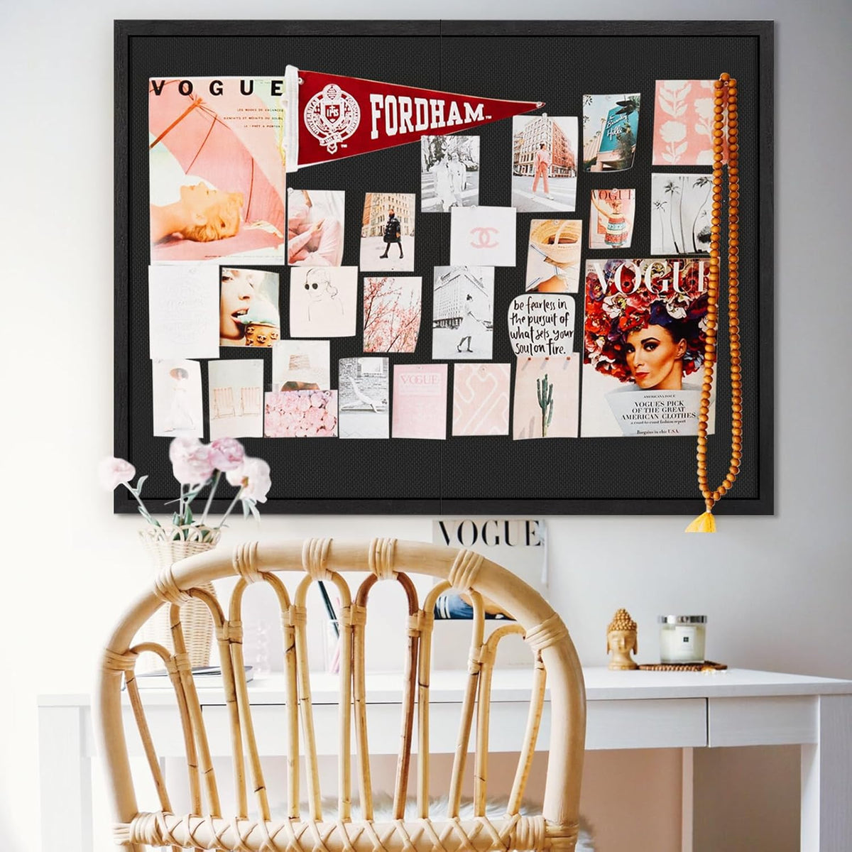 Miratino Large Bulletin Board, 48 "x 36" Black Cork Boards for Walls with Frame, Pin Display Board Vision Board for Home School Office Decor