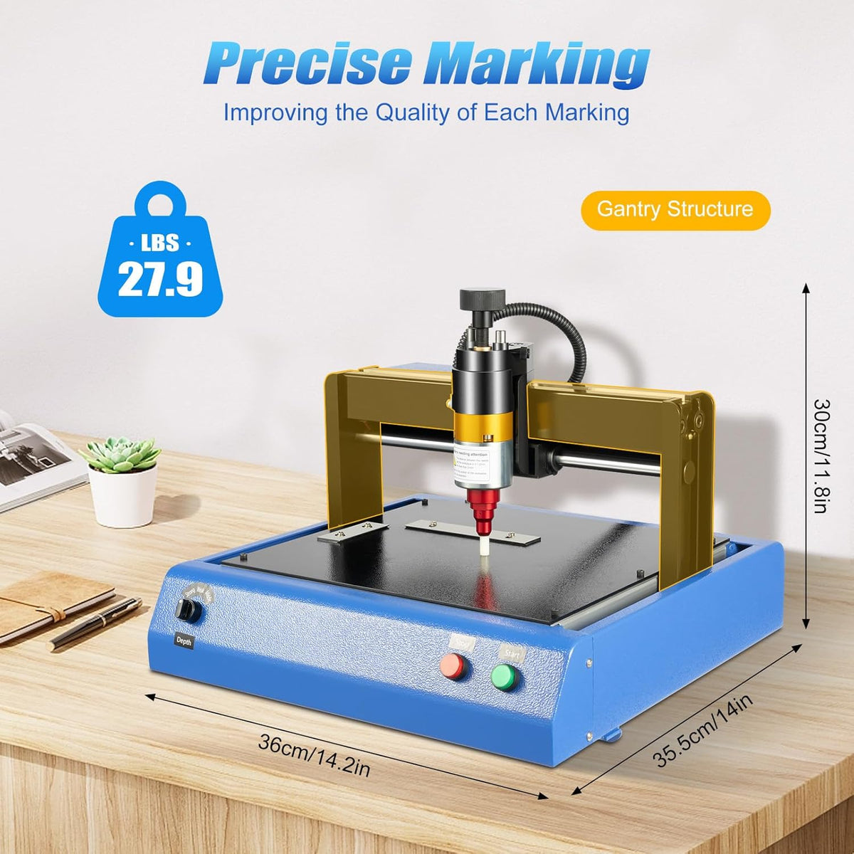 110V 400W Electric Metal Marking Machine, Desktop Metal Engraving Machine, Marking Machine for Metal or Hard Plastic Signs, Marking Depth 0.05mm-1mm, 2in/s