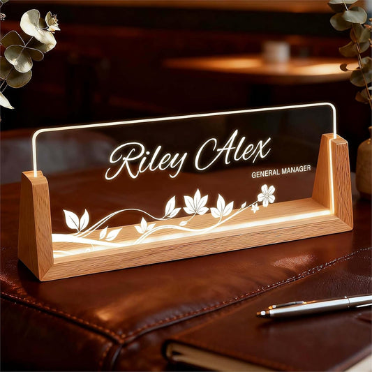 Personalized Light Up Name Plate for Desk, Custom Office Sign for Employees Professionals, Corporate Appreciation Gifts, Contemporary Desk Decor