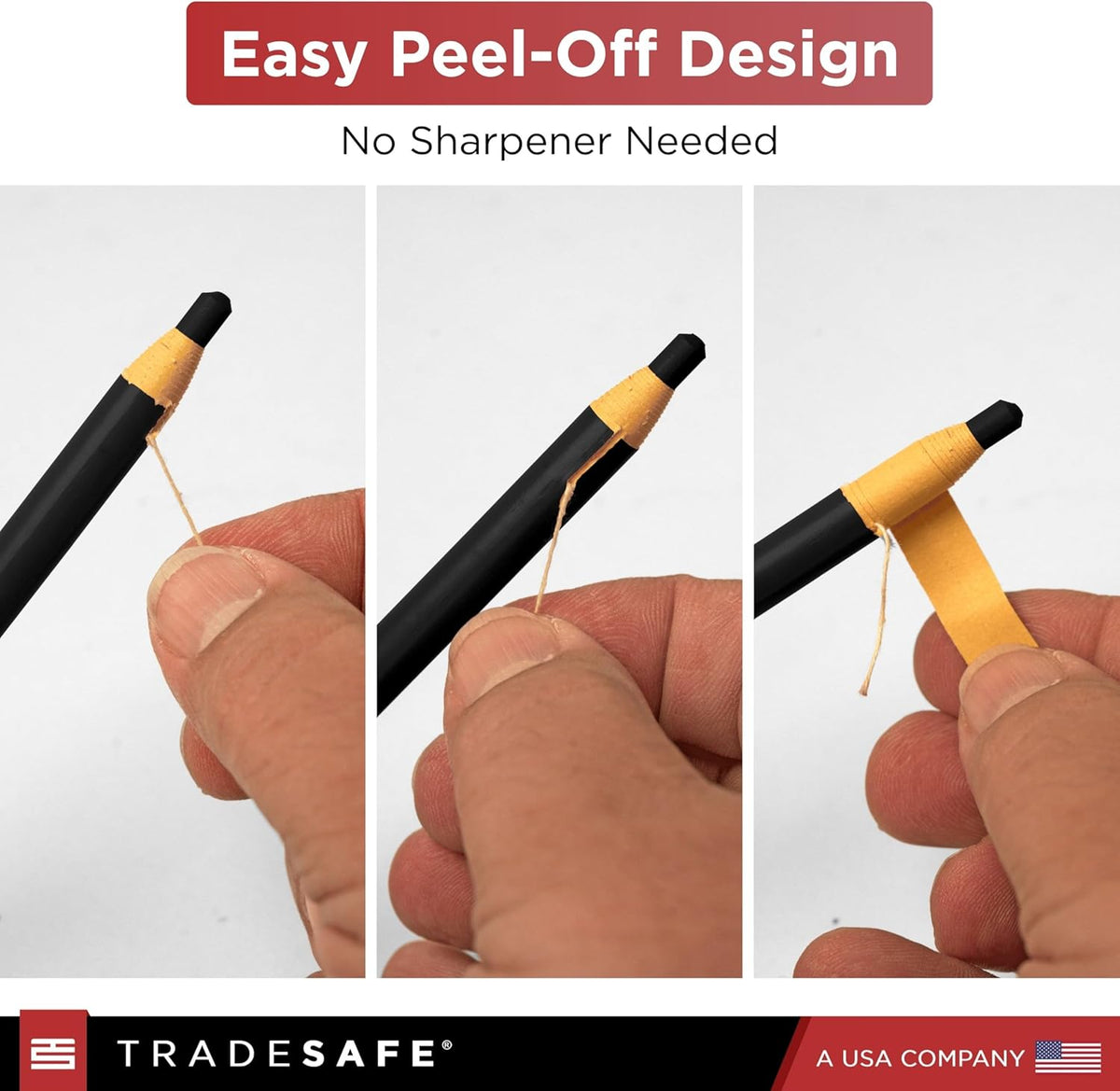 TRADESAFE China Markers Grease Pencils - 5 Black Grease Markers, Peel-Off Wax Pencils for Labeling on Metal, Glass, Vinyl, Wood, Fabric, Rubber, No Sharpening Needed