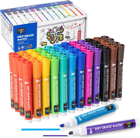Dry Erase Markers, 48 Count 12 Vibrant Colors, Chisel Tip, Low Odor, Easy Erase Whiteboard Markers for Classroom, Office, Home, Teachers, Kids, Creative Projects, Back to School Supplies