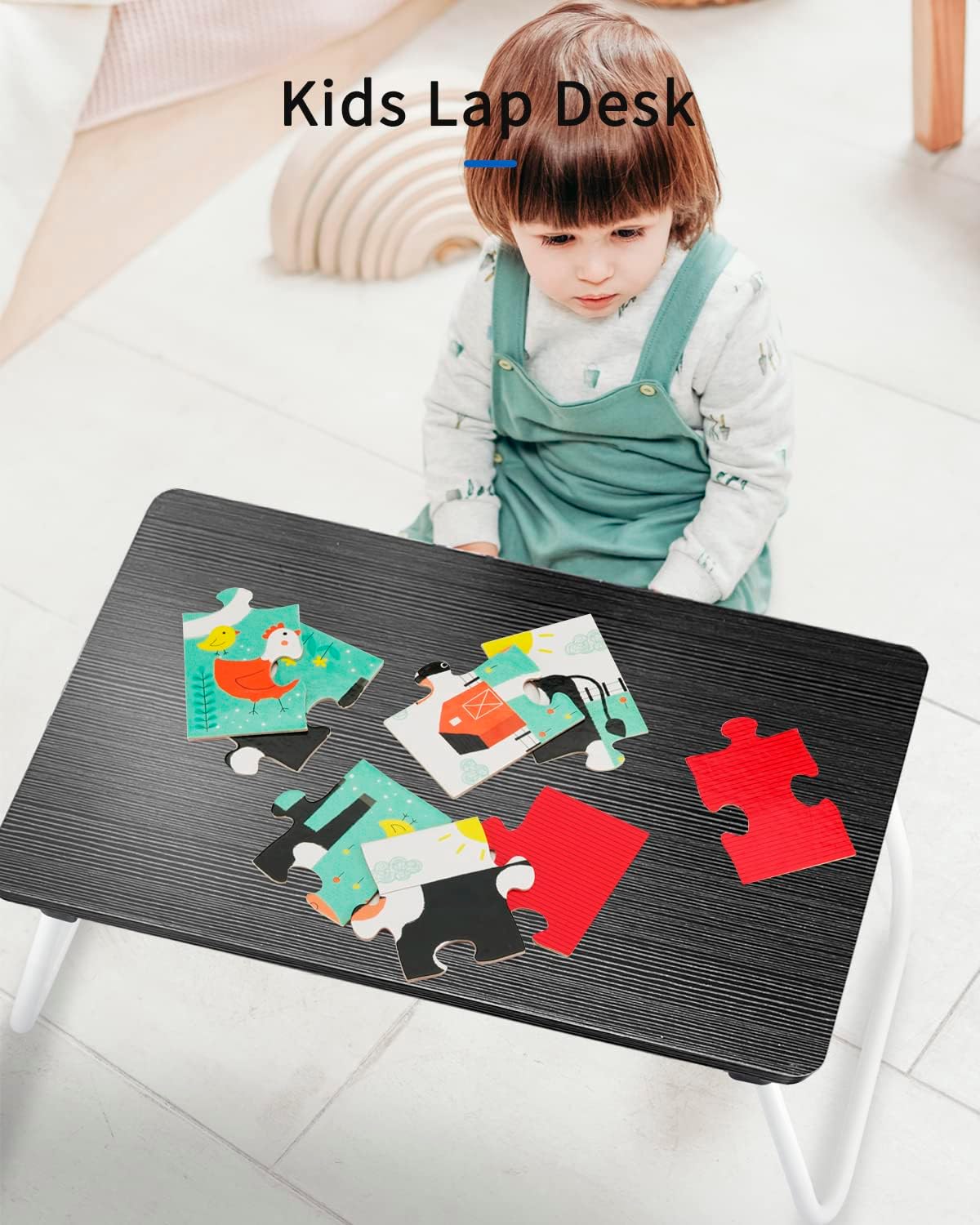 Ruxury Folding Lap Desk Laptop Stand Bed Desk Table Tray, Breakfast Serving Tray, Portable & Lightweight Mini Table for Sofa Couch Floor - - Black