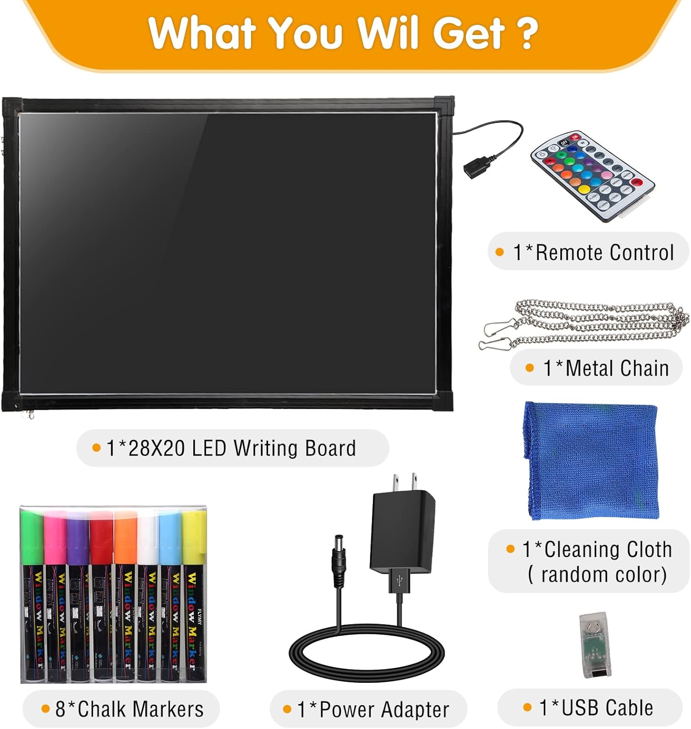 Slsy LED Writing Board 24"x16", Illuminated Erasable Neon Message Sign with 8 Fluorescent Markers & 26 Flashing Modes, Light Up Menu Board for Restaurant, Bar, Cafe, Shop
