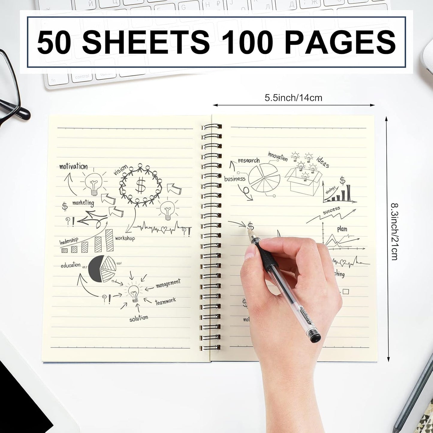 Yahenda Spiral Notebook Bulk A5 Journal Lined 8.3'' x 5.5'' Writing Composition Paper Small Notepad Subject Notebook for Students Office Business Back to School Supplies(Deep Blue,18 Pcs)