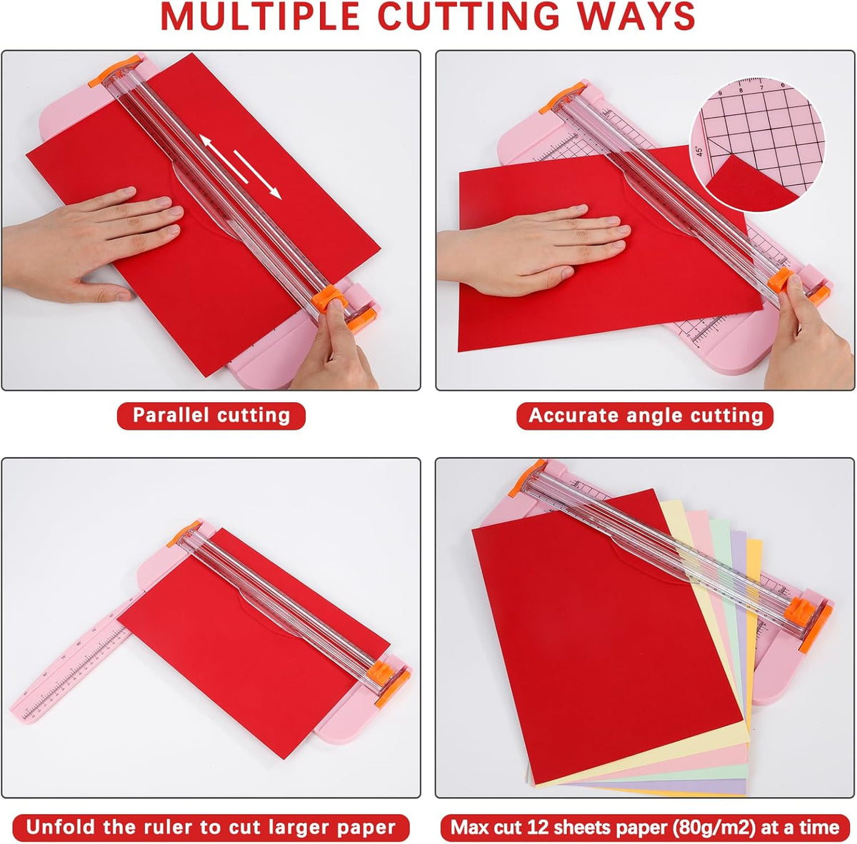 A4 Paper Cutter -12 Inch Paper Trimmer with 2pcs Replacement Blades with Safeguard Side Rulerfor Cut Gift Card,Coupon,Label, Cardstock,Photo