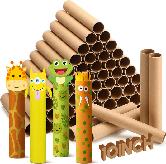 60 Pcs Cardboard Tubes for Craft 2 Size Empty Paper Towel Rolls Cardboard Toilet Paper Tubes Bulk for Classroom DIY Projects(Cowhide,1.4 x 10 Inch, 1.6 x 10 Inch)