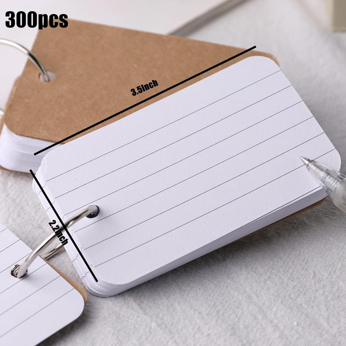 Koogel 300PCS Small Index Cards, 2.2 x 3.5 Inches White Lined Heavy Ruled Flash Cards, Small Portable Lined Flashcards for Studying School Classroom Office Supplies Recipe Note Taking and To Do List