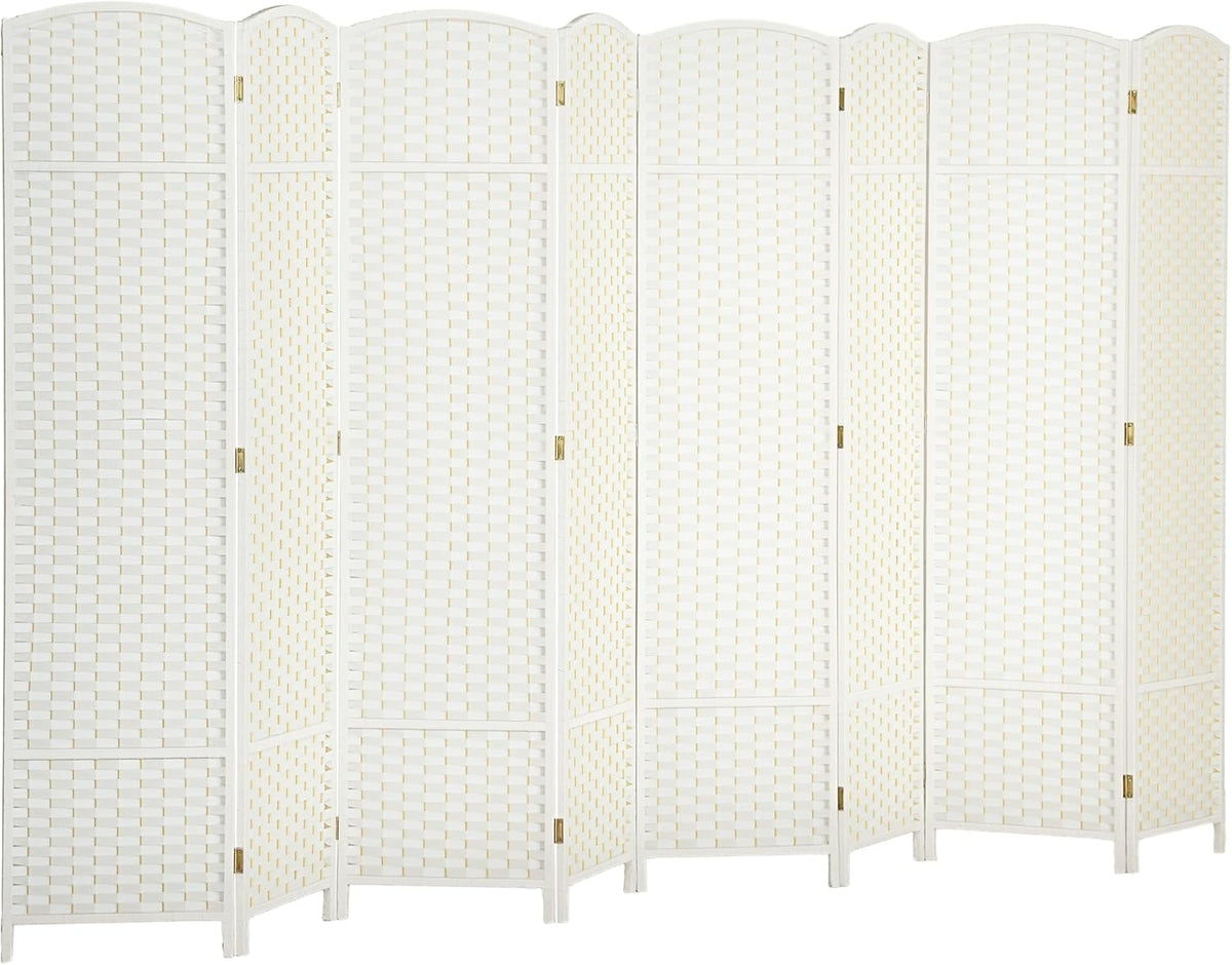 HOMCOM Room Divider, 8 Panel Folding Privacy Screen, 5.6' Tall Freestanding Wall Partition for Home Office, Bedroom, White