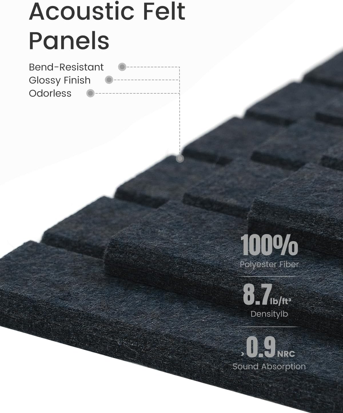 Felt Bulletin Board Tiles -28"x18" with 40 Adhesive Tabs, Cork Board Alternative for Office Decor, Push Pin Board Wall Organizer 6-Pack (Deep Charcoal Blue)
