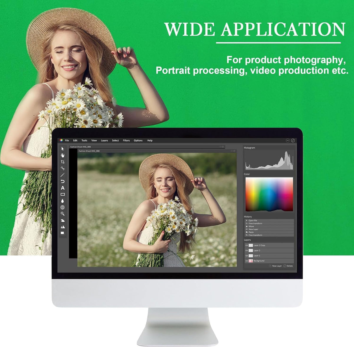 Green Backdrop 8x12ft – Professional Photography Backdrop for Photoshoots, Studio & Portraits, Wrinkle-Free, Opaque, Machine Washable Polyester, Non-Fading, Reusable for Photo Background