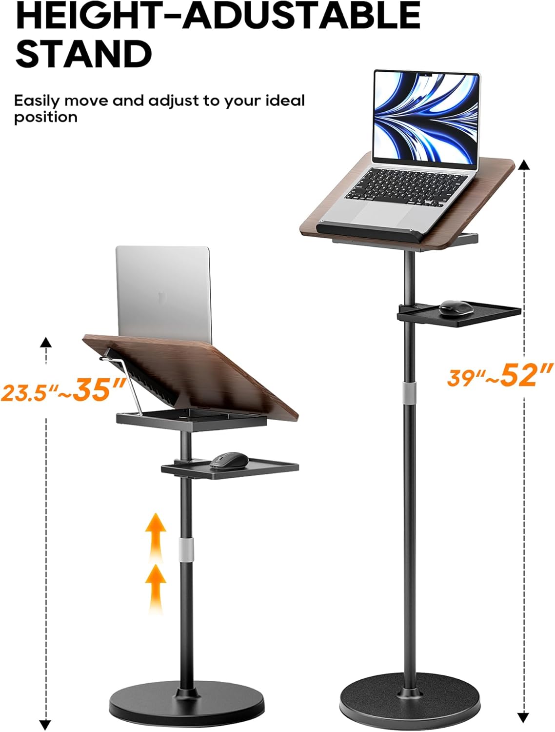 Lectern Podium Stand - Dual-Use Floor and Desktop Book Holder Stand, Height Adjustable Podium Lectern for Church, Weddings,Speech,Classroom-Black