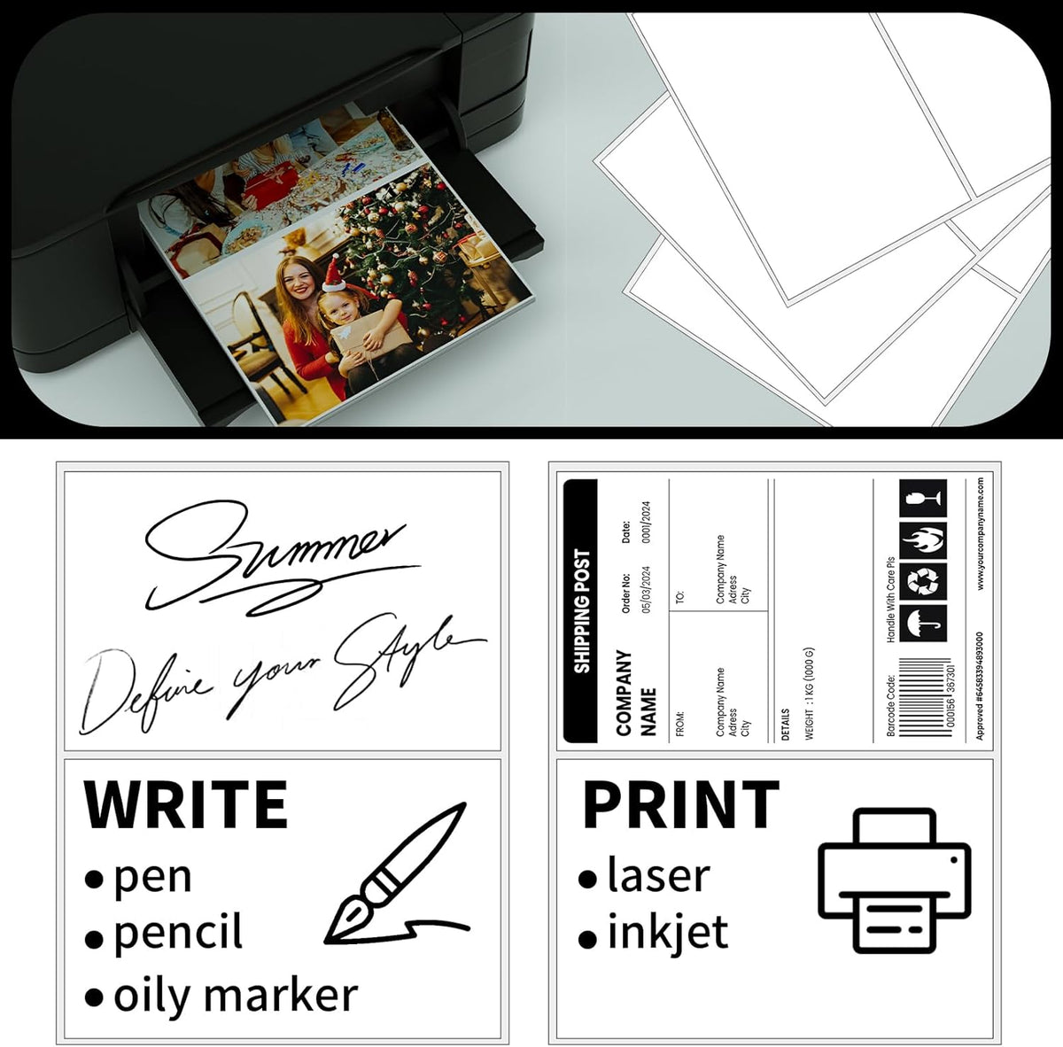 Half Sheet Shipping Labels,Self Adhesive Mailing Labels for Laser & Inkjet Printers,White 8.5x5.5 Half Page Label,400 Sheets