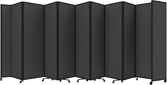 Versare Room Divider 360 Portable Wall Partition | Folding Panels | Large Freestanding Divider | Locking Wheels | Temporary Room Separator | 25' x 7'6'', Charcoal Gray