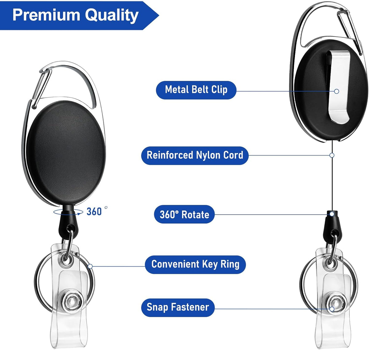 30 Pack Heavy Duty Retractable Badge Reel with Waterproof Vertical Name Badge ID Card Holders and Key Ring for Card Keychain Badge Holder