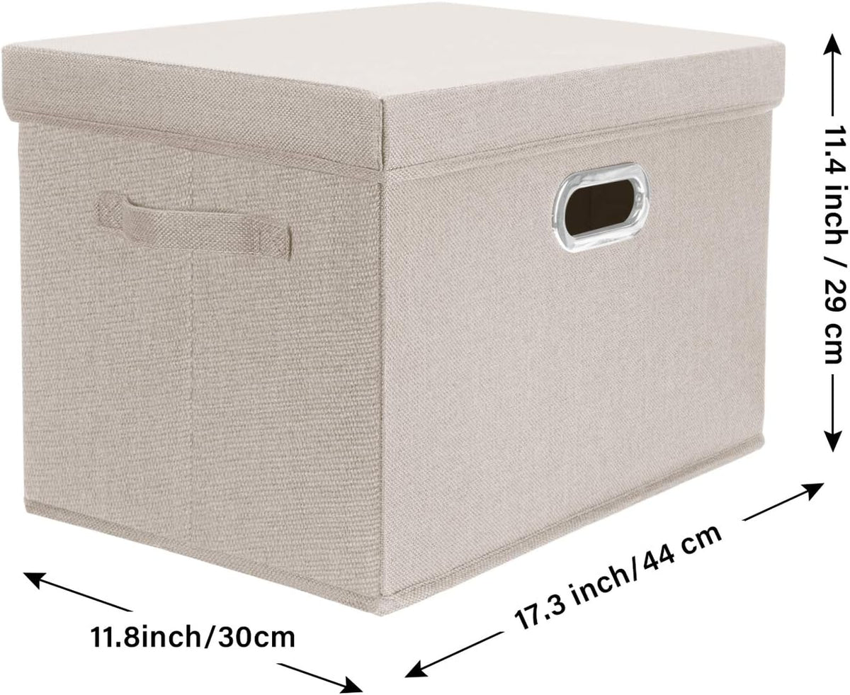 TYEERS Collapsible Storage Bins With Lids, Large Fabric Storage Boxes - 2 Pack - Beige