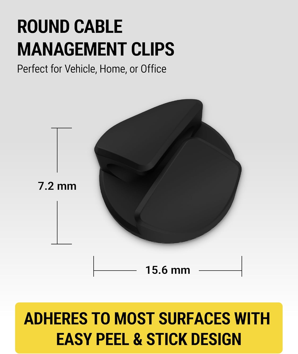 Scosche CMAR-6PKRP Cable Management Kit, 6-Pack of Black Adhesive Cable Clips for Phone Charging Cables, Charger Cords, Wire Organizer and Cord Holders for Desk, Nightstand, Car, Home, Computer