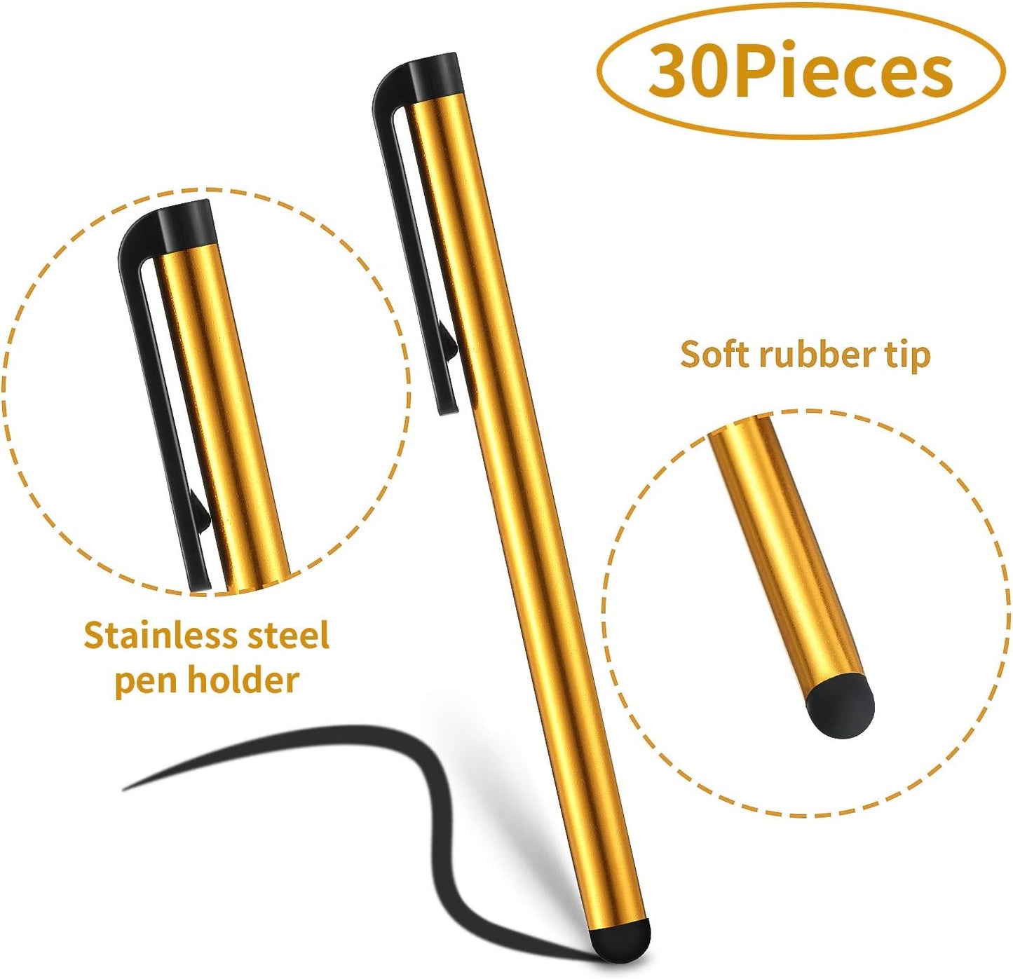 Outus 30 Pieces Stylus Pens for Touchscreen Capacitive Slim Stylus Pens for Universal Touch Screens Devices, Compatible with iPhone, Ipad, Tablet (10 Colors)