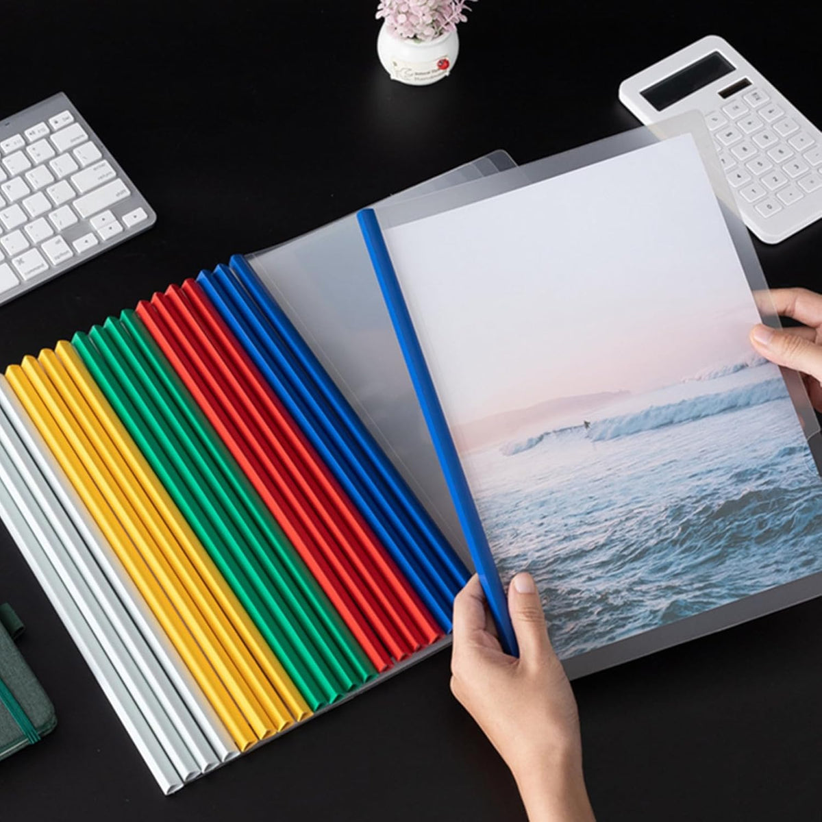 JOERSH 20Pcs Clear Report Covers with Sliding Bar, 40 Sheet Capacity Plastic Binder Paper Protector, Report Folders with Clear Cover for Resume File Documents, 5 Colors