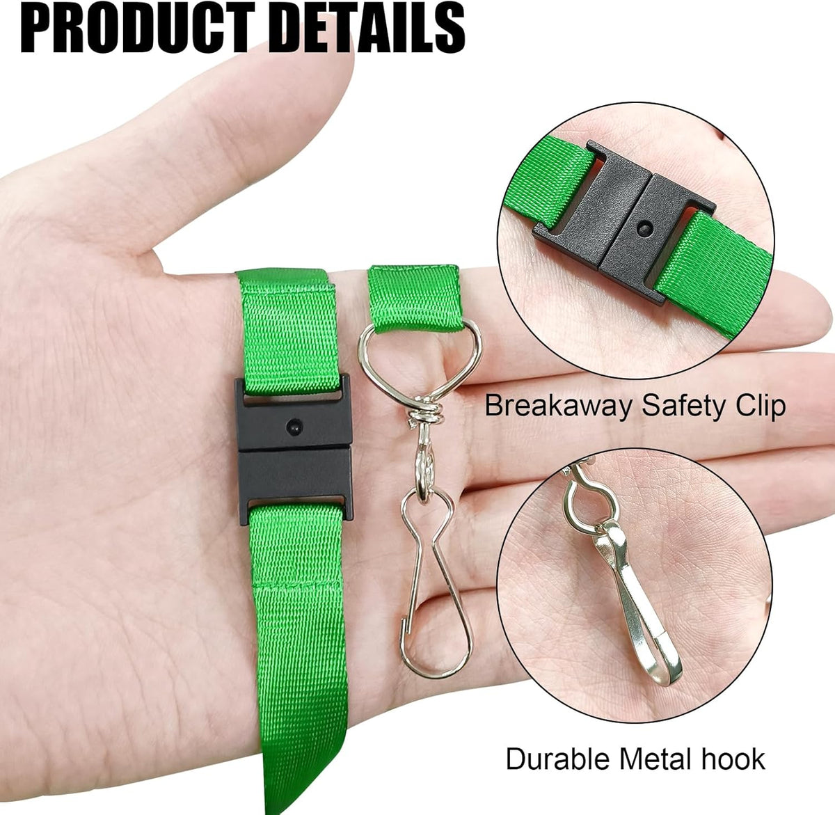 DE Breakaway Lanyards for Id Badges,Teacher Lanyard with with J-Hook Bulk Flat Lanyards for Name tag ID Badges Holder