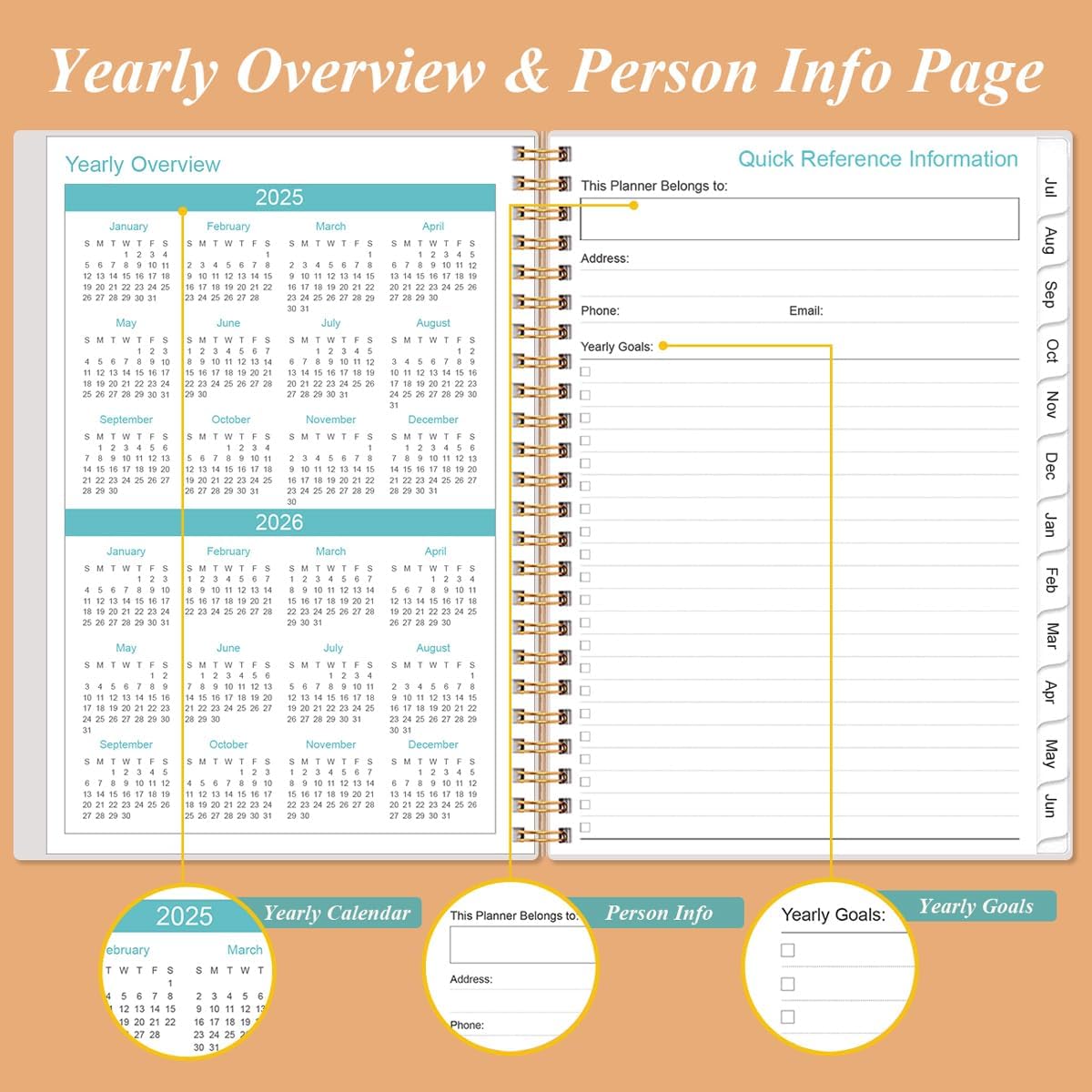 2025-2026 Appointment Book & Planner - A5 Daily Hourly Planner from July 2025 - June 2026, Weekly Appointment Book with 30-Minute Interval, Medium 6.4" x 8.5", Rose Flowers
