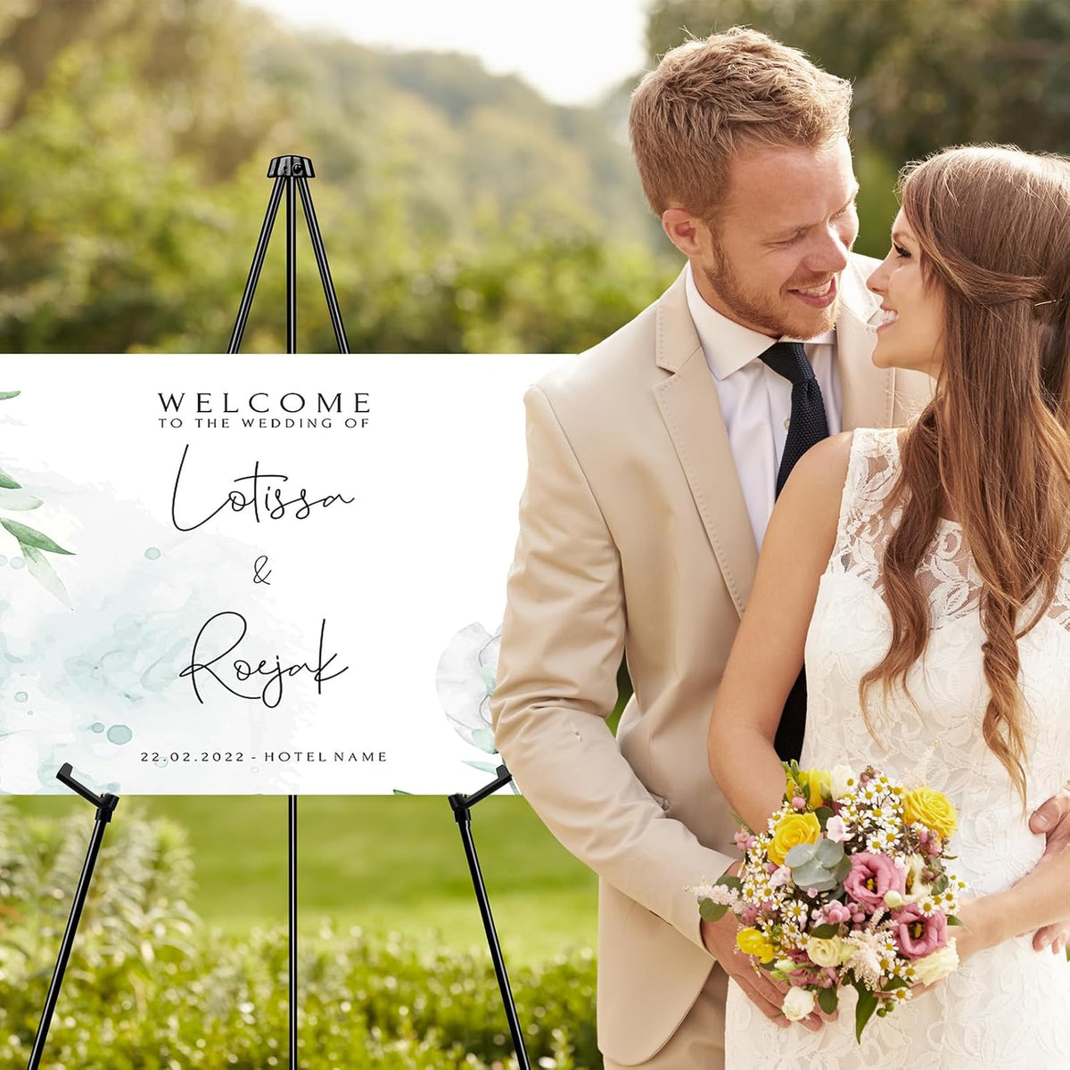 ESRICH 63" Display Easel Stand for Wedding Sign, Portable Foldable Metal Easel, Lightweight Metal Easels for Signs Wedding Logos,Arts, Painting,Adjustable Floor Easels with Storage Bag (16Pack)