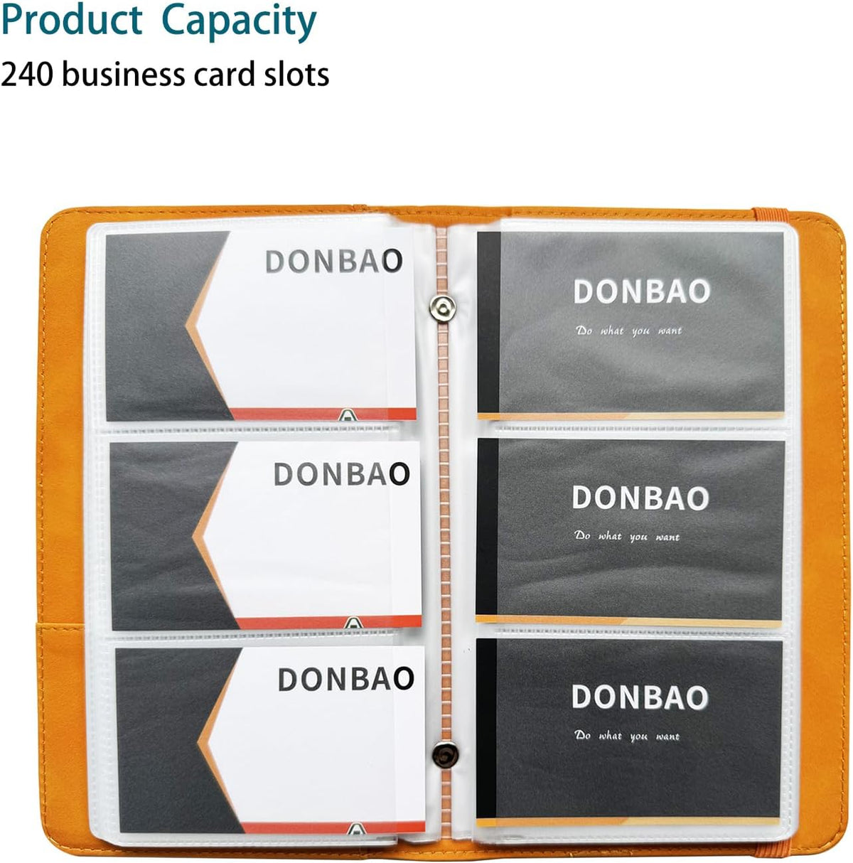 Leather Professional Business Card Holder Book Organizer, 240 Card Slots Capacity Booklet, Premium PU Name Cards Storage Folder with Soft Cover, Credit Card Binder Holder for Men/Women (Yellow)
