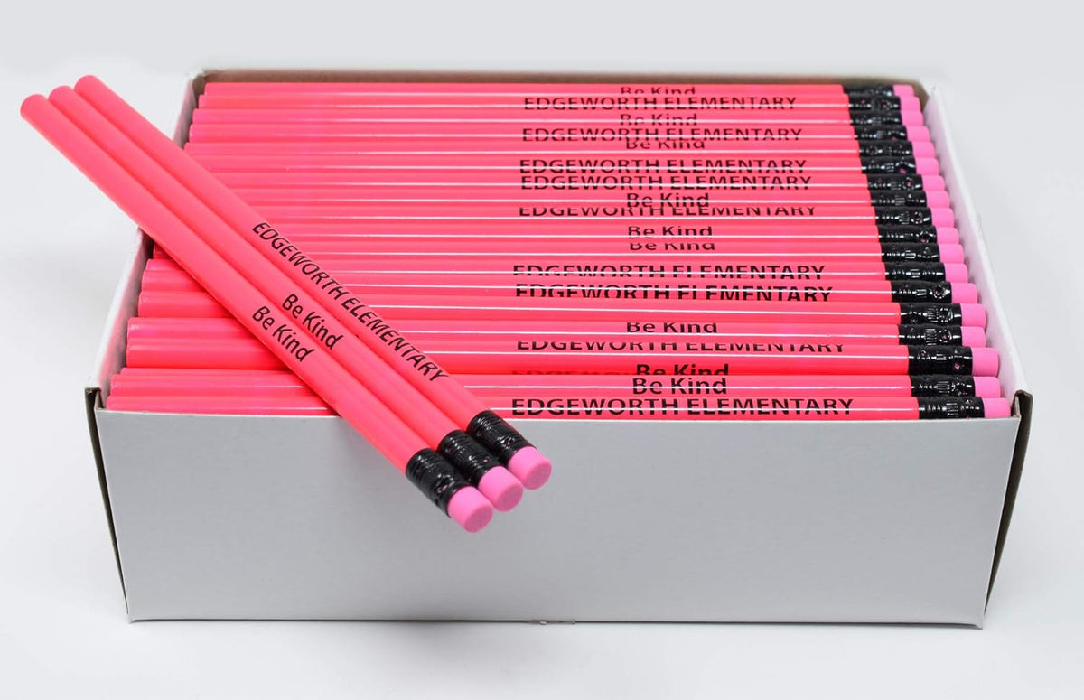 Pencil Guy Promotional Personalized Imprinted Neon Round Pencils 144 to a box