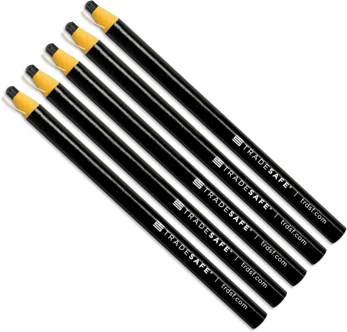 TRADESAFE China Markers Grease Pencils - 5 Black Grease Markers, Peel-Off Wax Pencils for Labeling on Metal, Glass, Vinyl, Wood, Fabric, Rubber, No Sharpening Needed