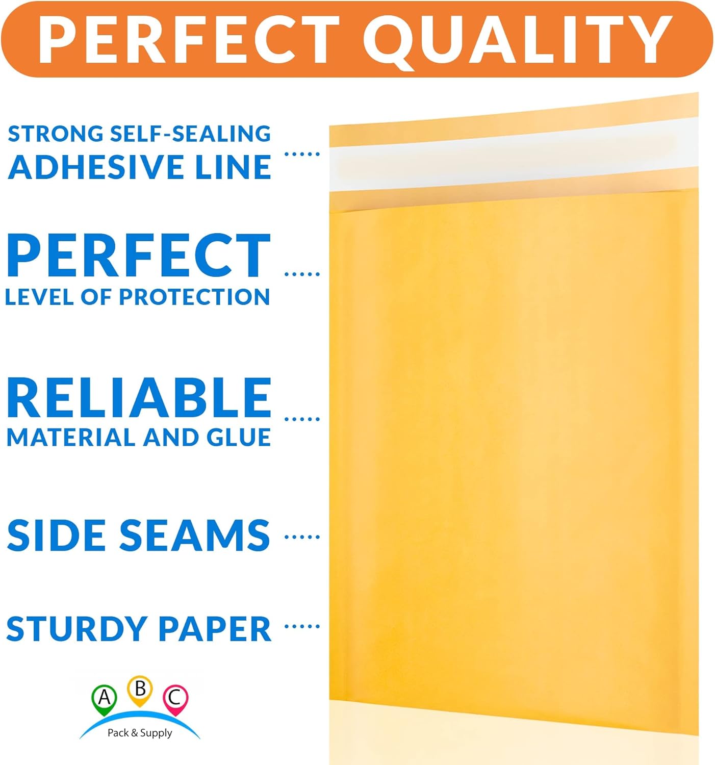 ABC PACK & SUPPLY Yellow Kraft Bubble Mailer Envelopes, 12.5 x 19 Inches. 50 Pack Mail Padded Envelopes Self Seal. Kraft Bubble Mailers. Tear-Resistant Mailing Envelope Padded. Sturdy Paper Mailer