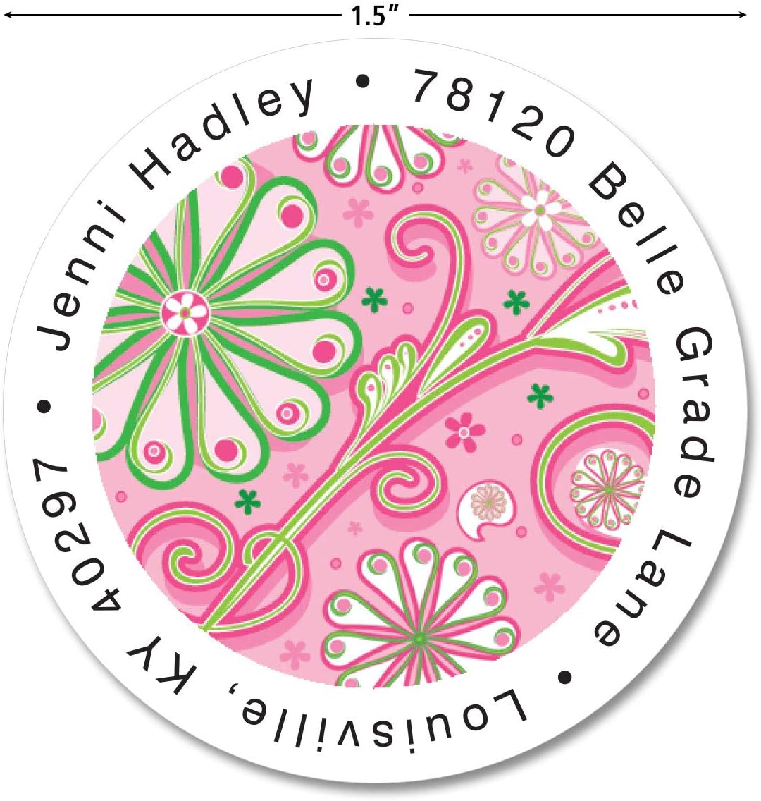 Colorful Images Fun Patterns Floral Return Address Mailing Labels, Personalize with Name & Address, Set of 144 Self Adhesive, Easy Peel Flat Label Sheets, Round, 3 Designs