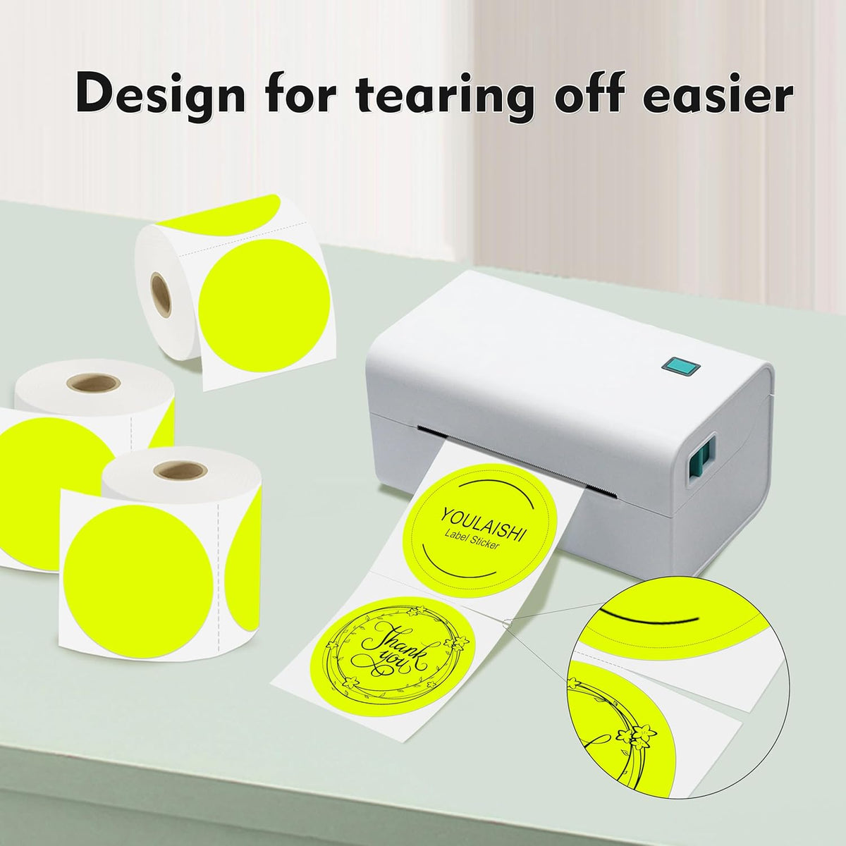 3 X 3 Inch Color Coding Dot Labels Circle Thermal Printable Waterproof 2000 Pcs Round Stickers Adhesive Writable for Office, Home, Garage, DIY Sticker, Barcodes, Name Tag, Fluorescent Yellow