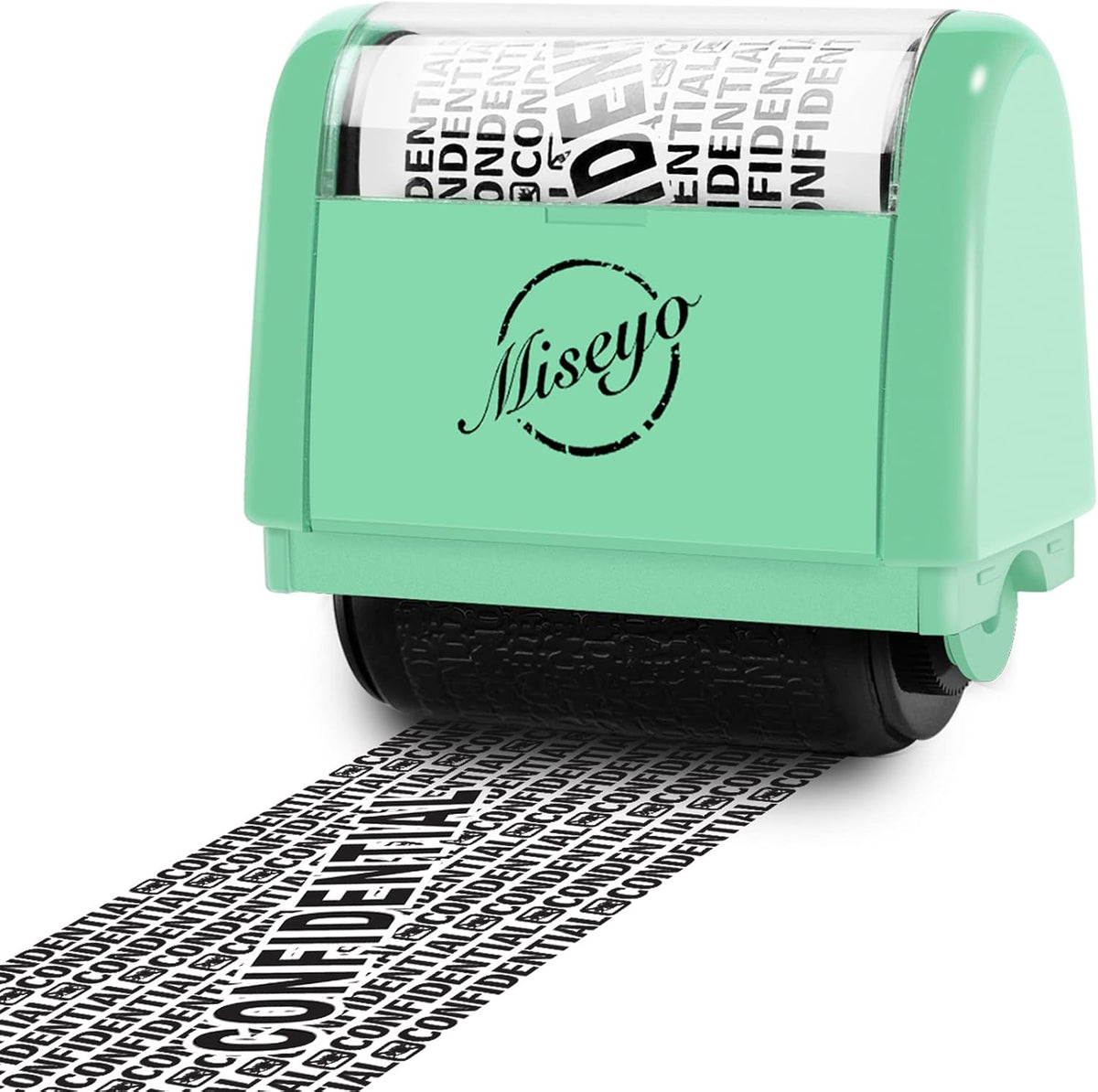 Miseyo Wide Roller Stamp Identity Theft Stamp 1.5 Inch Perfect for Privacy Protection - Mint Green
