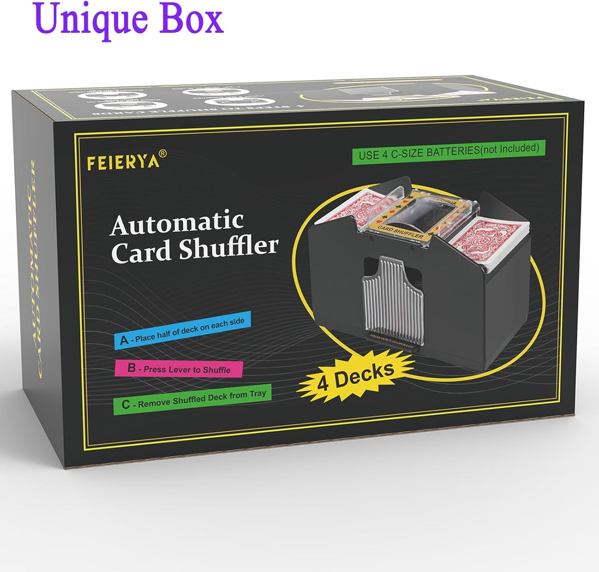 Automatic Card Shuffler 2/1/4/6 Deck,Battery-Operated Electric UNO Poker Shuffler,Playing Card Shuffler for Home Card Game,Travel