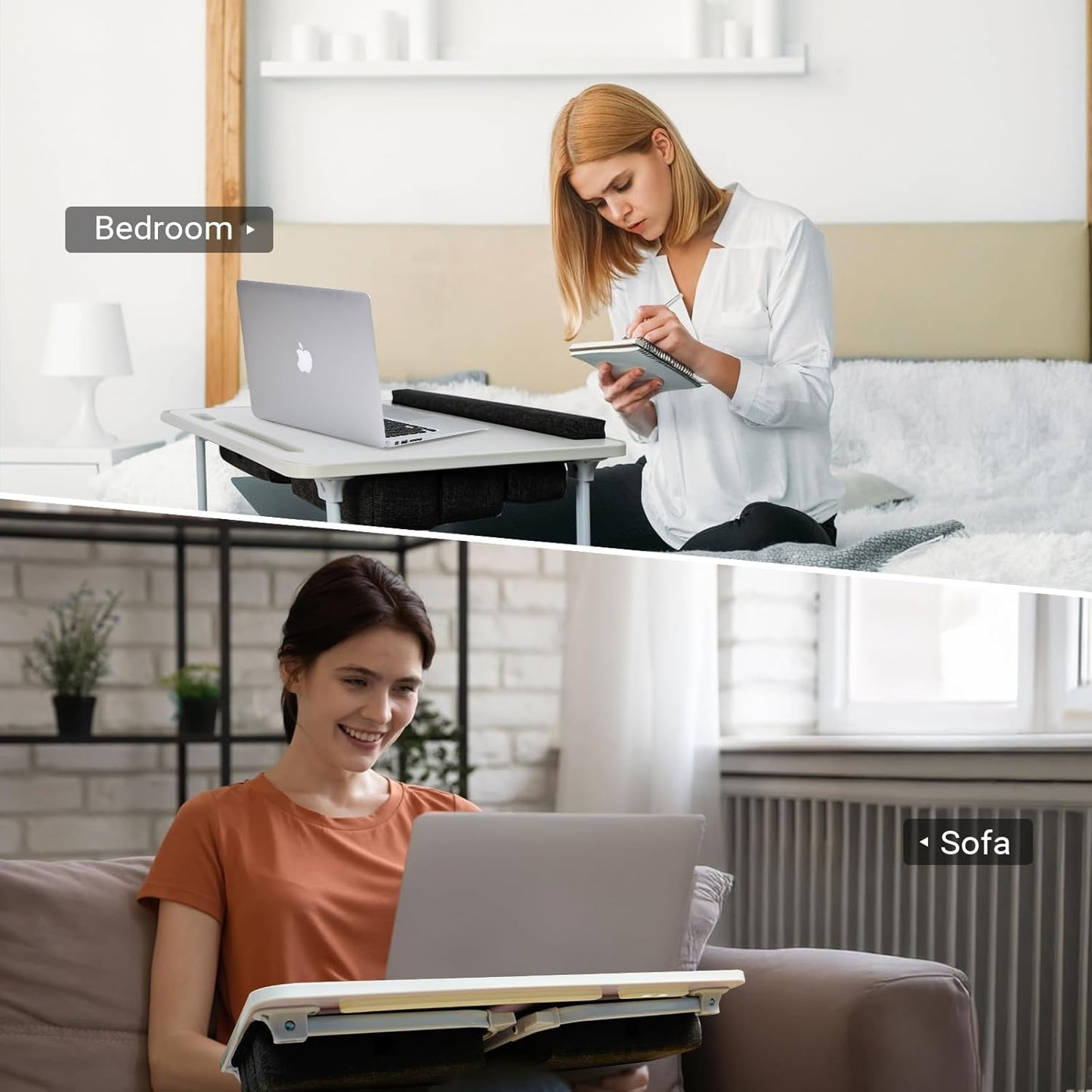 Lap Desk for Laptop with Cushion,Folding Laptop Desk for Bed,Bed Desk,Portable Computer Lap Desk,23.62"*15.74",White