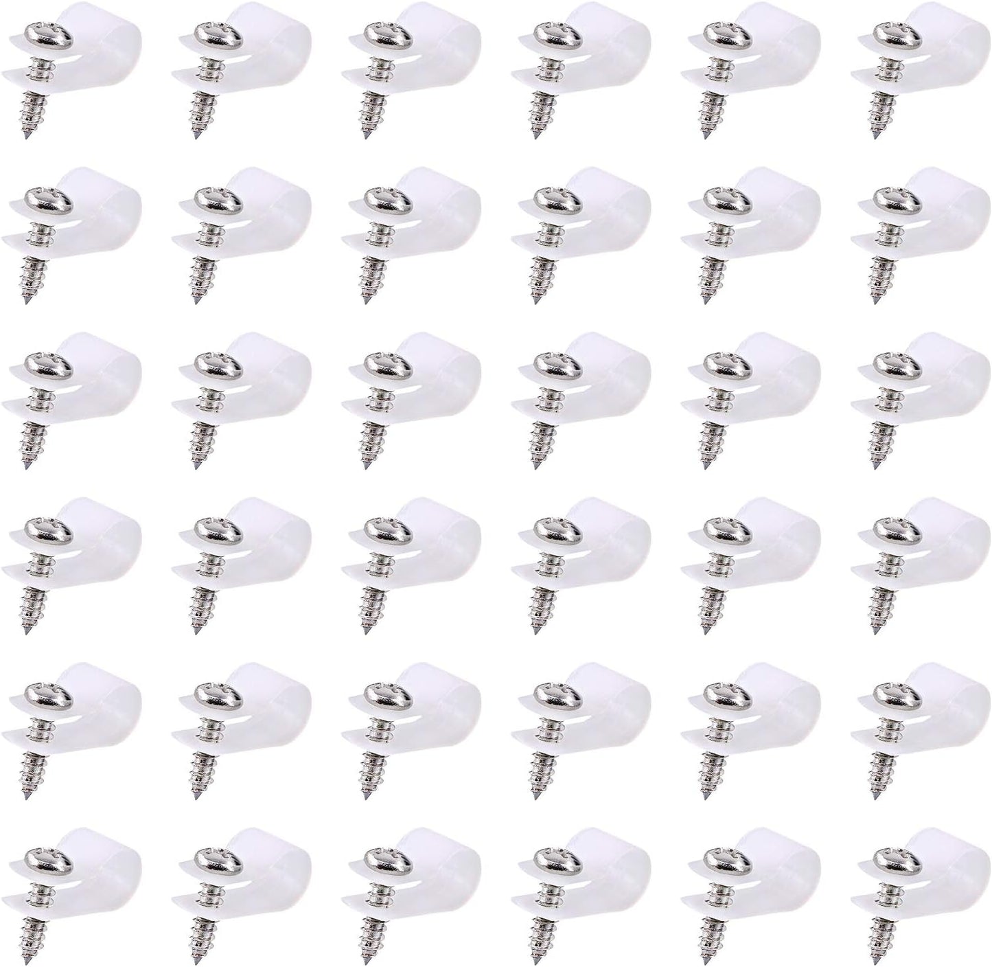 Swpeet 60 Pack White 5/16 Inch Nylon Plastic R-Type Cable Clips Clamp Kit, Nylon Screw Mounting Cord Fastener Clips with 60 Pack Screws for Wire Management (5/16 Inch, White)