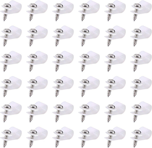 Swpeet 60 Pack White 5/16 Inch Nylon Plastic R-Type Cable Clips Clamp Kit, Nylon Screw Mounting Cord Fastener Clips with 60 Pack Screws for Wire Management (5/16 Inch, White)