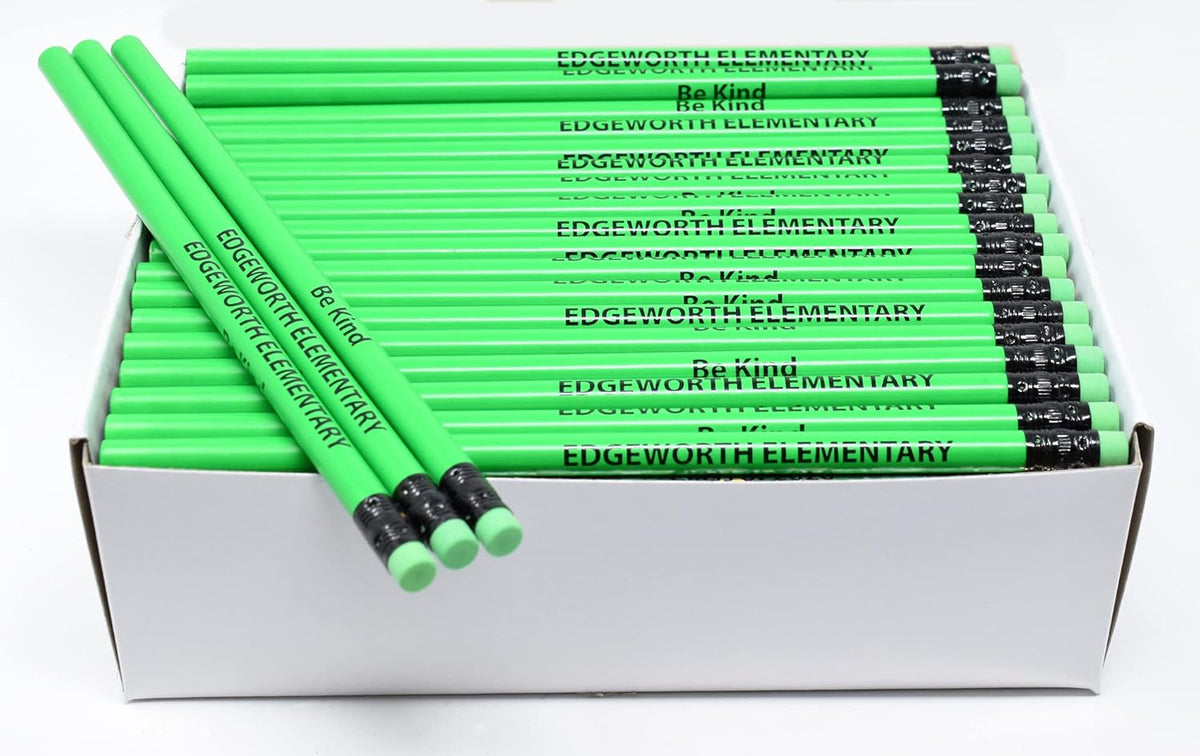 Pencil Guy Promotional Personalized Imprinted Neon Round Pencils 144 to a box