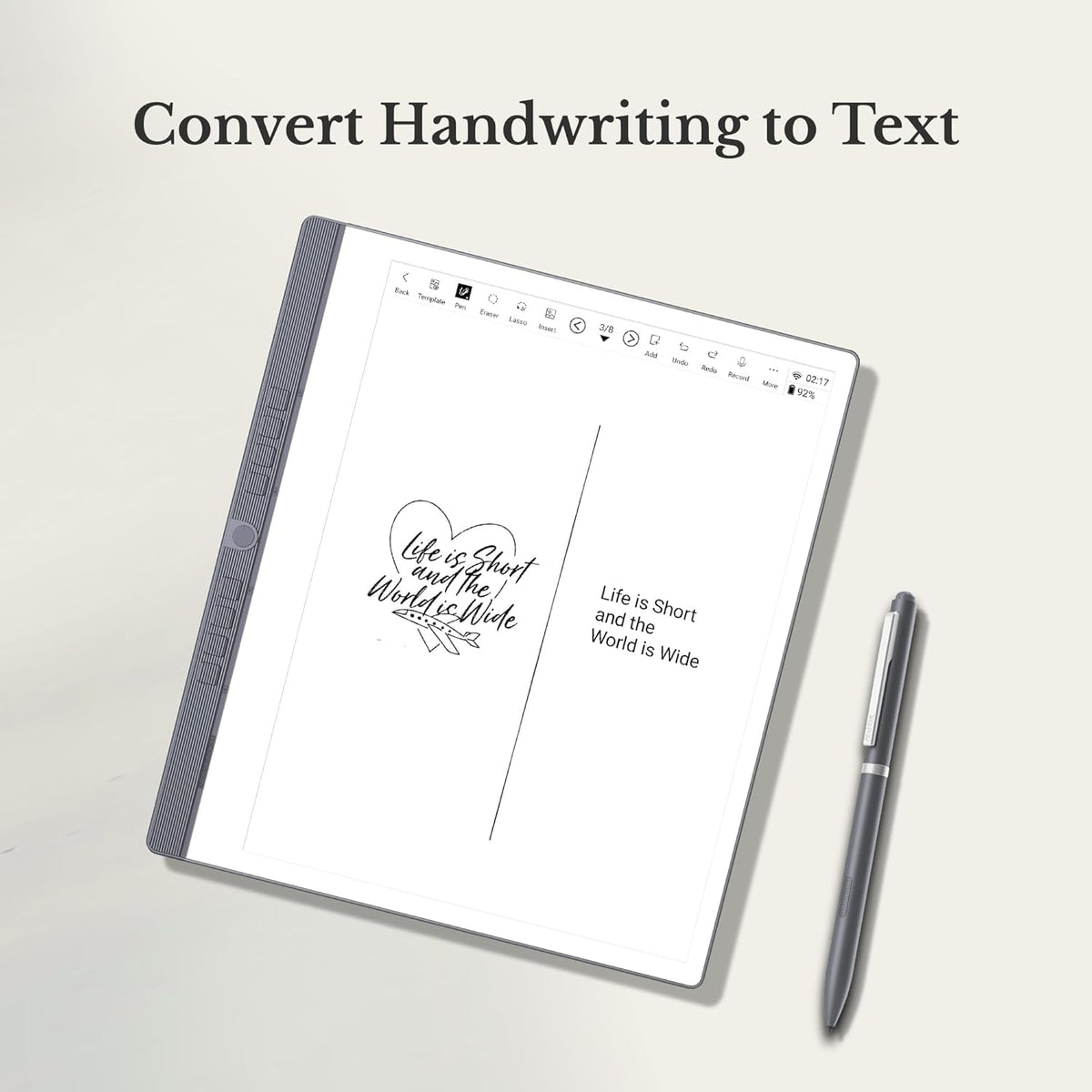 eNote 2 Paper Tablet Bundle, 10.3-inch Pen Only Writing Tablet, Electronic Notebook Digital Notepad, 300 PPI 4G 128G E-Ink Reader with Folio Cover & Two B5 Pens