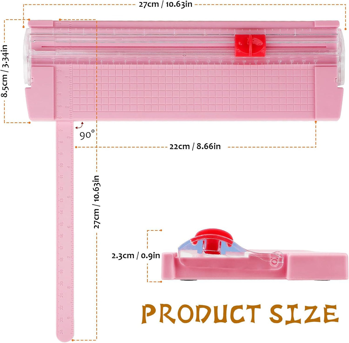Mini Paper Cutter, Straight Small Paper Trimmer with Side Ruler for Scrapbooking Craft, Paper, Coupon, Label, Cardstock